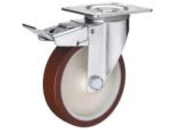 DCNP40GM90MSYY - RODAJA BASE PLACA GIRATORIA ALEMANA CON FRENO TOTAL METALICO NYLON POLIURETANO 4 X 1 1/4" DCNP40GM90MSYY