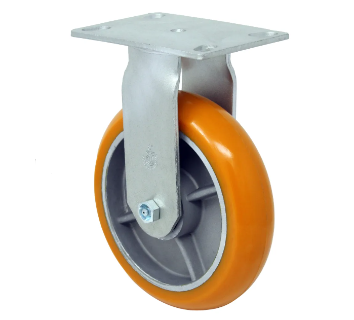 28UA80JO6417YYTG - RODAJA BASE PLACA FIJA SIN FRENO 8X2" POLYFLEXON NARANJA BALERO DE BOLA CON TORNILLO GRASERA 28UA80JO6417YYTG