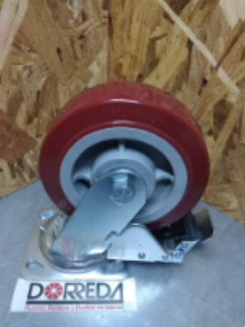 TTDM60JM0417YY - RODAJA BASE PLACA GIRATORIA CON FRENO TOTAL DOBLE PALANCA 6X2" POLYMADIC BALERO RODILLO TTDM60JM0417YY