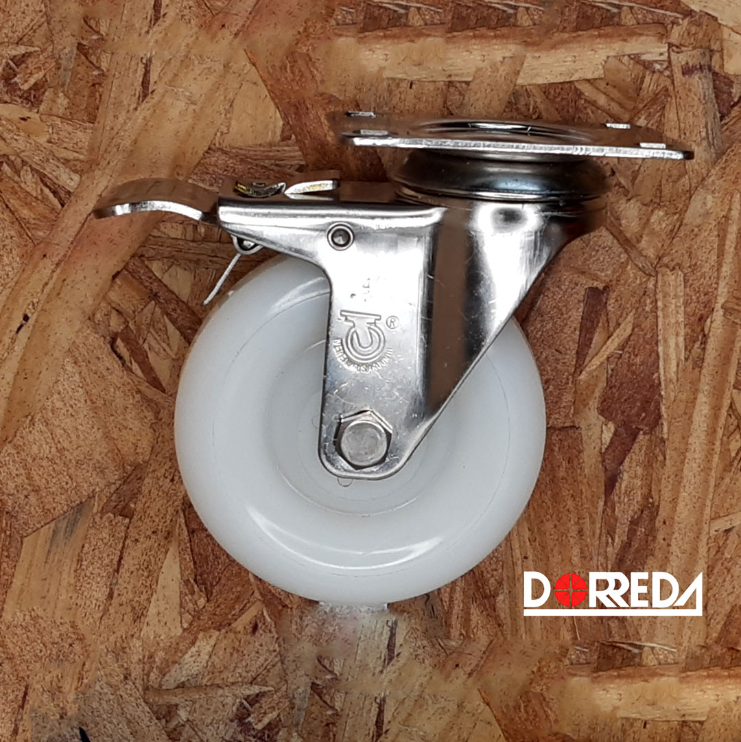 S7NY30GE9006YY - RODAJA BASE PLACA GIRATORIA CON FRENO TOTAL INOXIDABLE 3X1-1/4" NYLON S7NY30GE9006YY