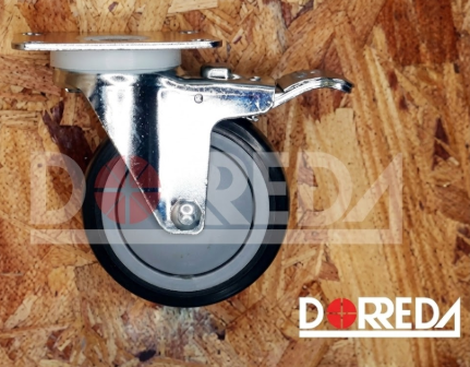 17PP40GA4406YY - RODAJA BASE PLACA GIRATORIA CON FRENO TOTAL METALICO 4X1-1/4" POLY PRO NEGRA 17PP40GA4406YY