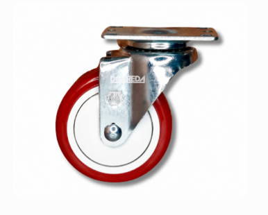 13PP40GW4206YY - RODAJA BASE PLACA GIRATORIA SIN FRENO 4X1-1/4" POLYPRO ROJO INT. BLANCO 13PP40GW4206YY