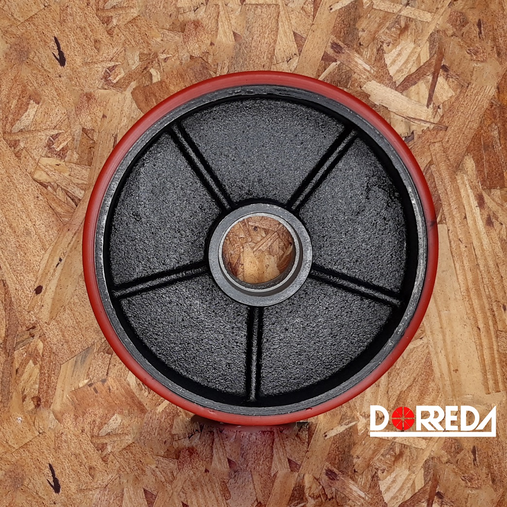 RUEDA TRASERA P/PATIN FIERRO VACIADO PU 7X2" CON BALEROS 6204 WRE-7381