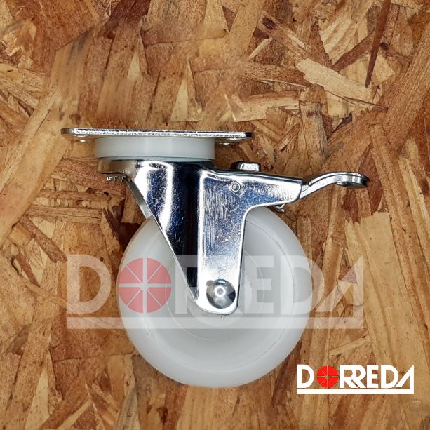 S7NY40GE9006YY - RODAJA BASE PLACA GIRATORIA CON FRENO TOTAL INOXIDABLE 4X1-1/4" NYLON S7NY40GE9006YY