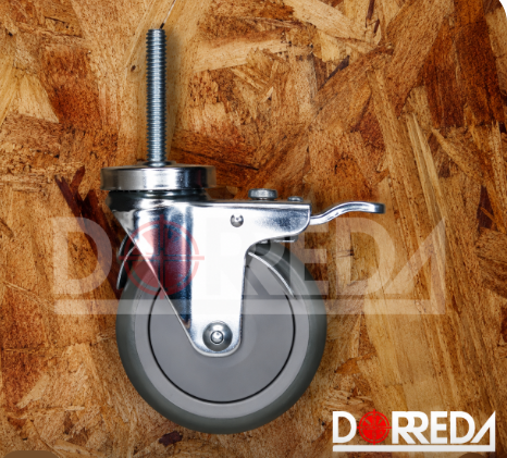 17PP30GI4470YY - RODAJA BASE ESPIGA 1/2 X 1 1/2 GIRATORIA CON FRENO METALICO 3 X 1 1/4" POLY PRO GRIS 17PP30GI4470YY