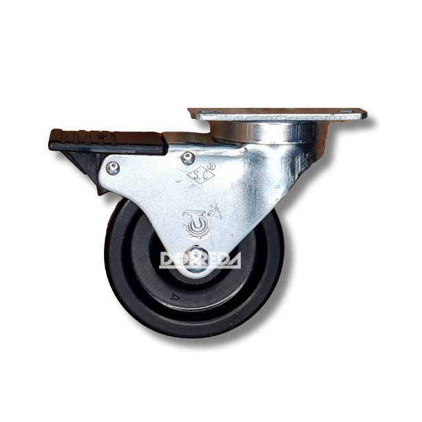 T3PH40GB9006YY - RODAJA BASE PLACA GIRATORIA CON FRENO TOTAL PLASTICO 4X1-1/4" FENOLICA BUJE METALICO T3PH40GB9006YY