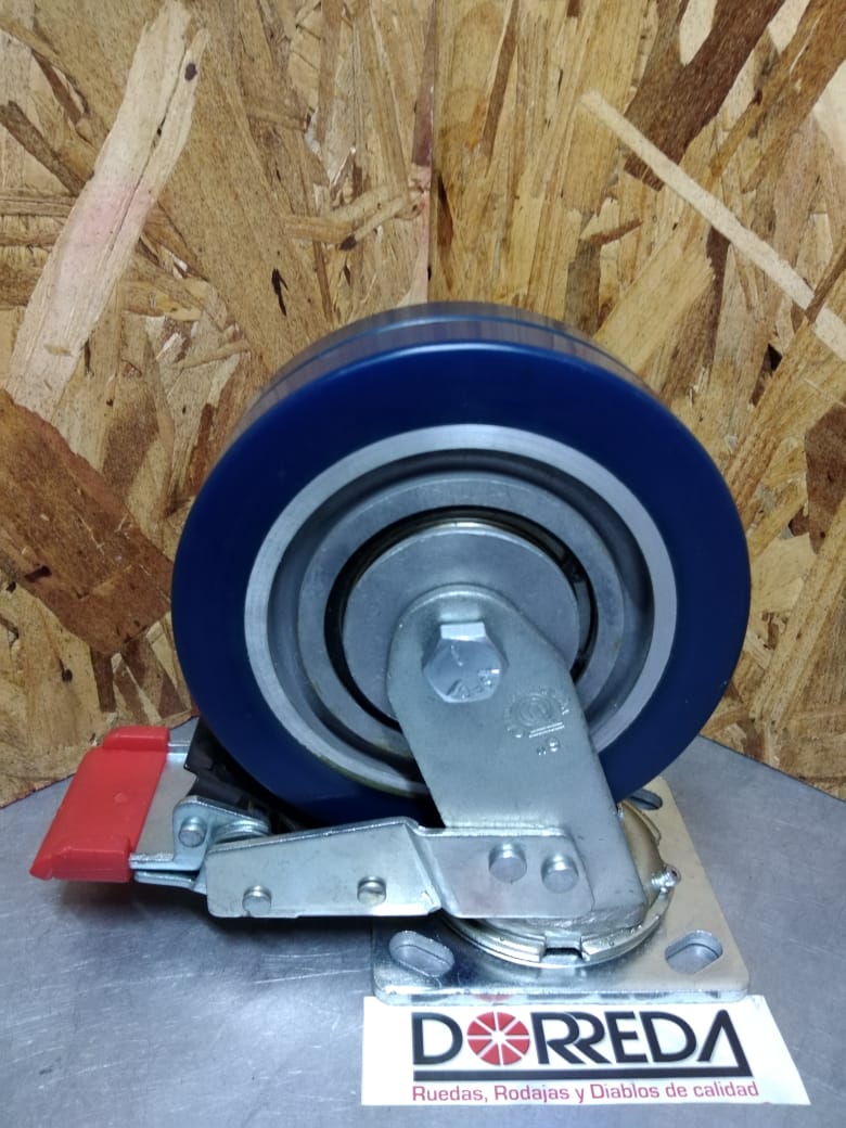 FTCX40JL6417YY - RODAJA BASE PLACA GIRATORIA CON FRENO TOTAL LOCK 4X2" CONDUCTIVA PU AZUL BALERO BOLA FTCX40JL6417YY