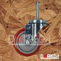 21PP30GD4481YY - RODAJA BASE ESPIGA 5/8 X 1 3/4" GIRATORIA SIN FRENO 3X 1 1/4" POLY PRO ROJA 21PP30GD4481YY