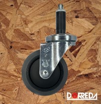 21CN40GH4471YY - RODAJA BASE ESPIGA 1/2 X 2 - 3/4" GIRATORIA SIN FRENO 4X1-1/4" CONDUCTIVA ESD THERMO RUBBER CON TAQUETE DE EXPANSION 3/4" 21CN40GH4471YY